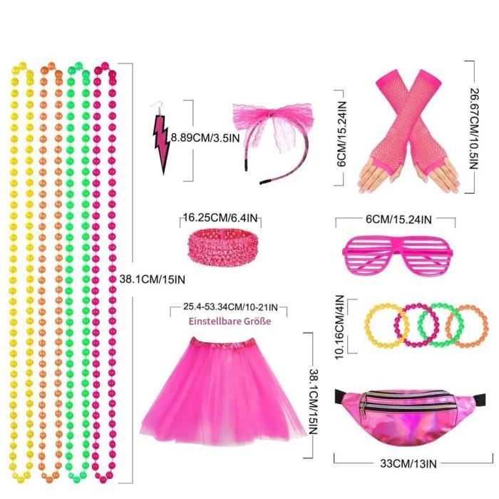 V28 Ensemble De Jambières Fluo Pour Femme Avec Bandeau, Bandeau, Bracelets Et Bracelets Roses Des Années 80 Et 90, Grande Taille, A 1Hot Pink