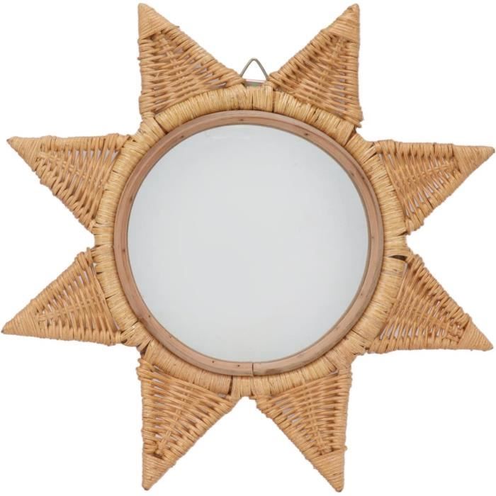 CEN Miroir De Maquillage En Rotin Miroir Mural En Forme D'oeil, Miroir