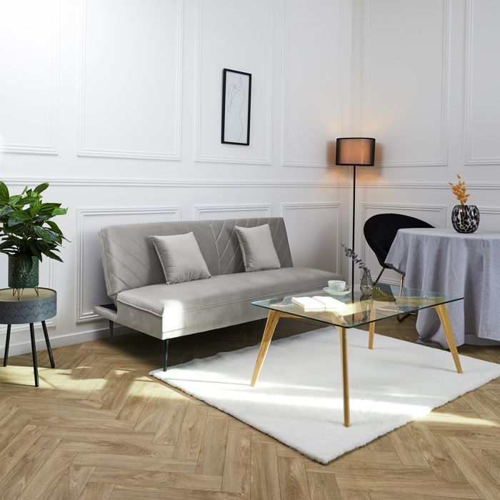 Canapé - Home Deco Factory - Diane - Convertible - Gris - Cdiscount Maison