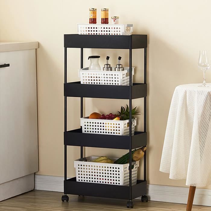 Chariot De Service Desserte A Roulettes Etagere De Rangement Mobile Multi Fonction Avec 4 Niveaux Achat Vente