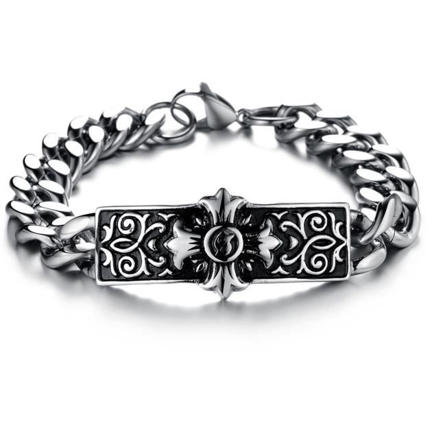 Pendentif Couronne Royale Avec Fleur De Lys Gothique Pour Homme - Acier Inoxydable + Chaîne - Neuf