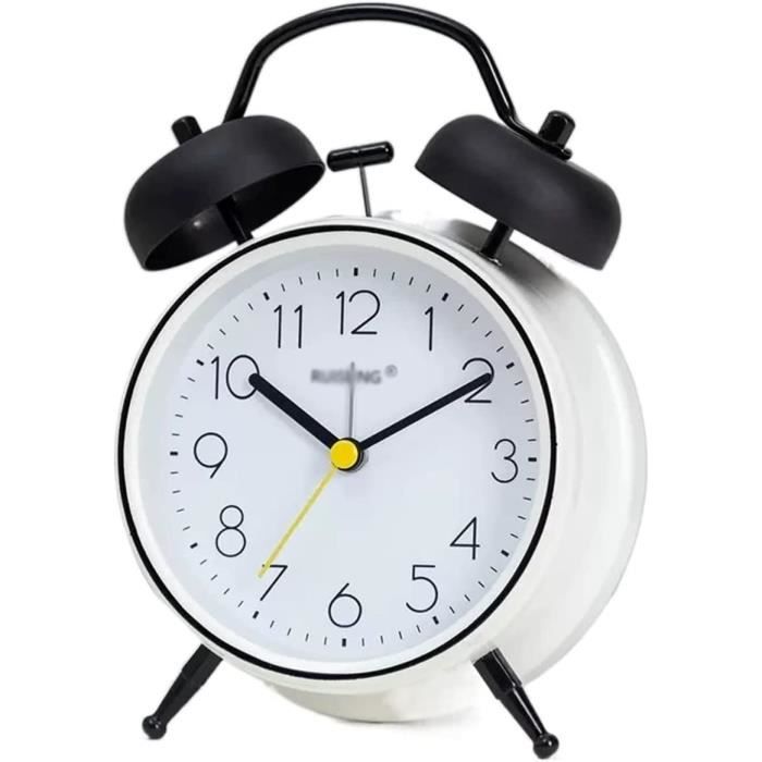 Réveil Chedin Silencieux – 10 Cm – Sans Tic-tac – Veilleuse Intégrée – Blanc – Pile AA
