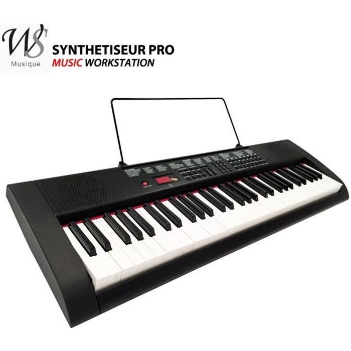 Clavier Piano Électronique 61 Touches - Rose, Synthétiseur Débutant, 200 Tons, Contrôle Dynamique