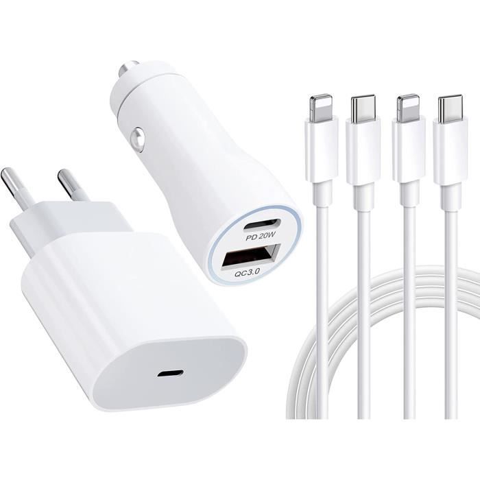 Masaya Chargeur Rapide iPhone 20 W, voiture USB C Allume Cigare
