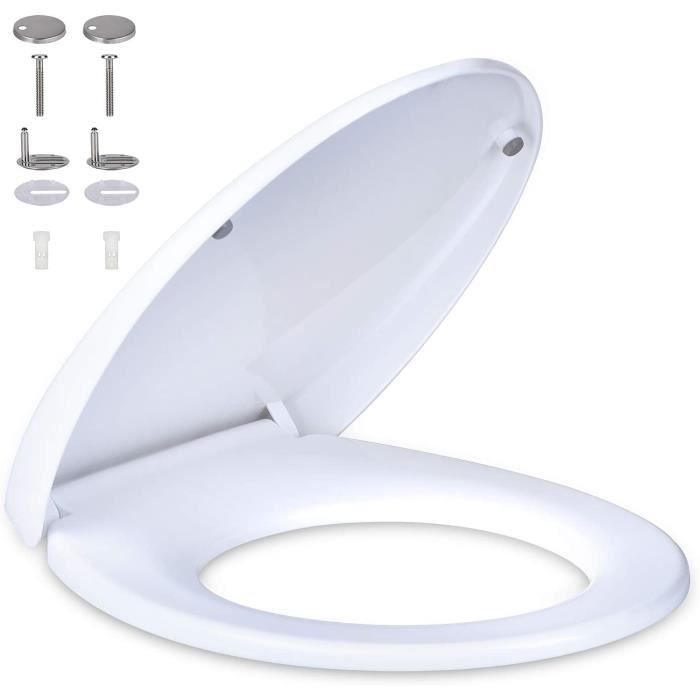 KESSER Siège De Toilette Family Avec Frein De Chute Soft-Close – Abattant WC Antibactérien Duroplast Quick-Release, Siège Adulte + Enfant Intégré, Blanc
