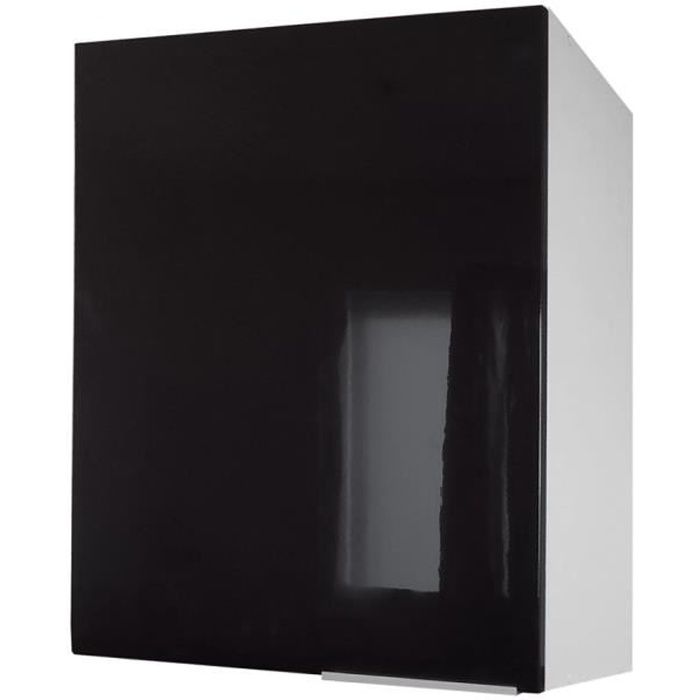 pop meuble haut de cuisine l 60 cm - noir haute brillance