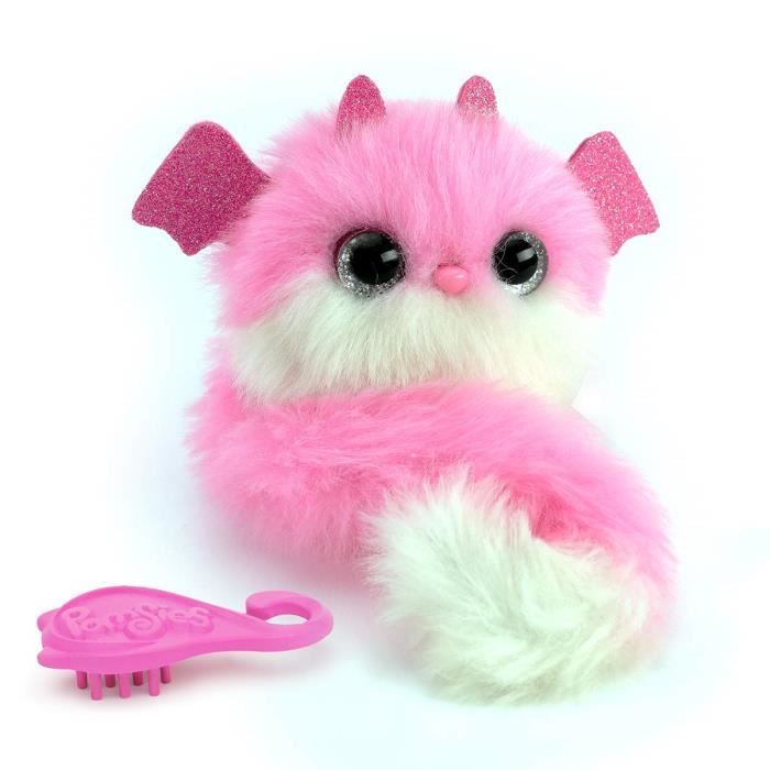 Bandai Pomsies Lizzie Dragon rose et blanc Peluche interactive qui s accroche partout 82842 Cdiscount Jeux Jouets