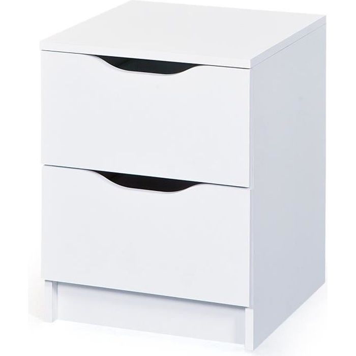 chiffonnier westphalen 2 tiroirs blanc - meuble de chambre contemporain - design - bois - panneaux de particules