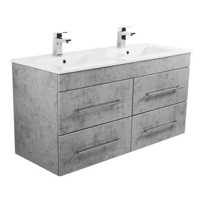 Meuble Salle De Bain Helios Aspect Beton Achat Vente Meuble