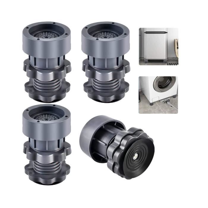 Tapis Anti Vibration Machine a Laver, 4 Pièces Universel Patin Machine à Laver, Ajustable 7 à10