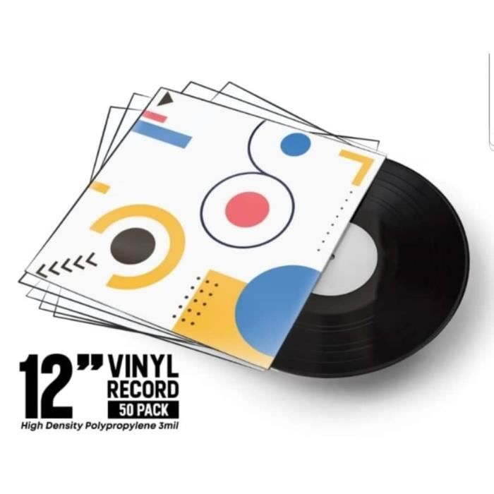 50 x Pochettes, protections Disques Vinyles Album 33 Tours 12 en  polypropylène, Transparente en Plastique 33t, 3Mil - 32cm x 32 cm -  Cdiscount Musique