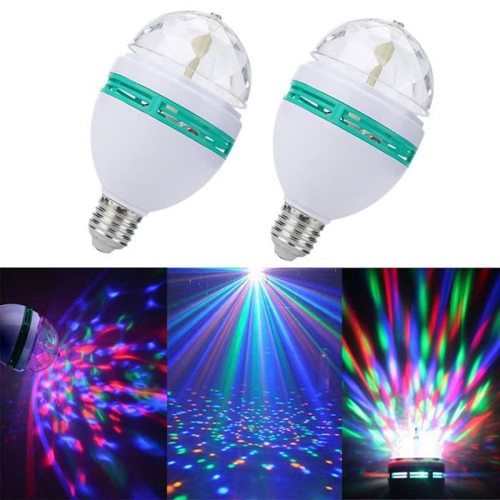 Ampoule LED d'étape tournante colorée de 2pcs clignotant lampe disco DJ KTV  823 - Cdiscount Maison