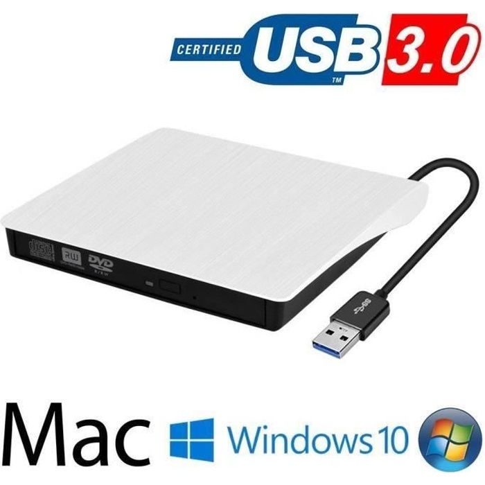 Lecteur DVD Externe USB voiture portable usb pc asus macbook air windows  samsung ordinateur CD Graveur Enregistreur Rapide Câble - Cdiscount  Informatique