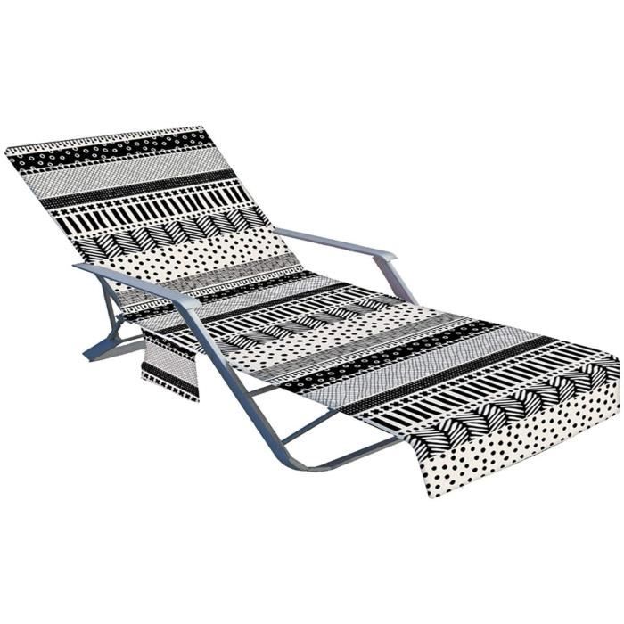 ZOLLNER Serviette pour Chaise Longue de Jardin, Coton, 75x215 cm, Blanc