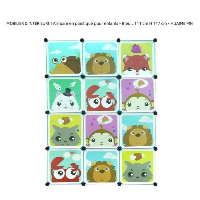 MOBILIER DINTÉRIEUR!!! Armoire en plastique pour enfants - Bleu L 111 cm H 147 cm - HUAIMEIPIN