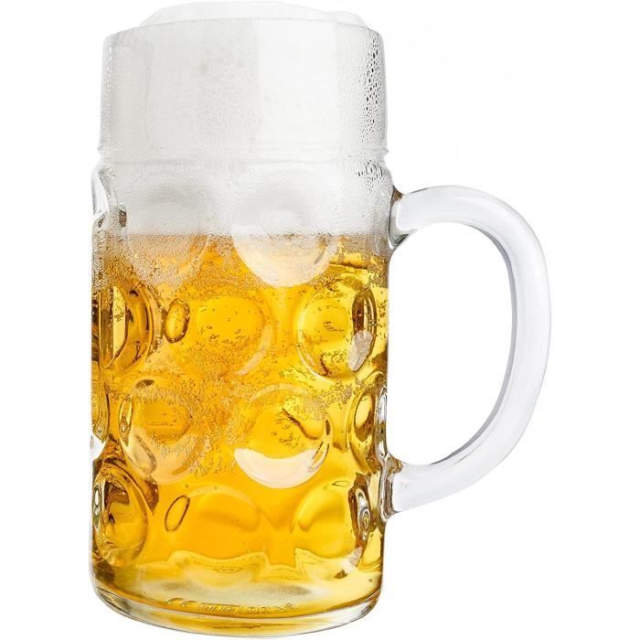 Chope à Bière Van Well 1L - Verre Calibré Oktoberfest - Poignée Gravure - Lave-vaisselle
