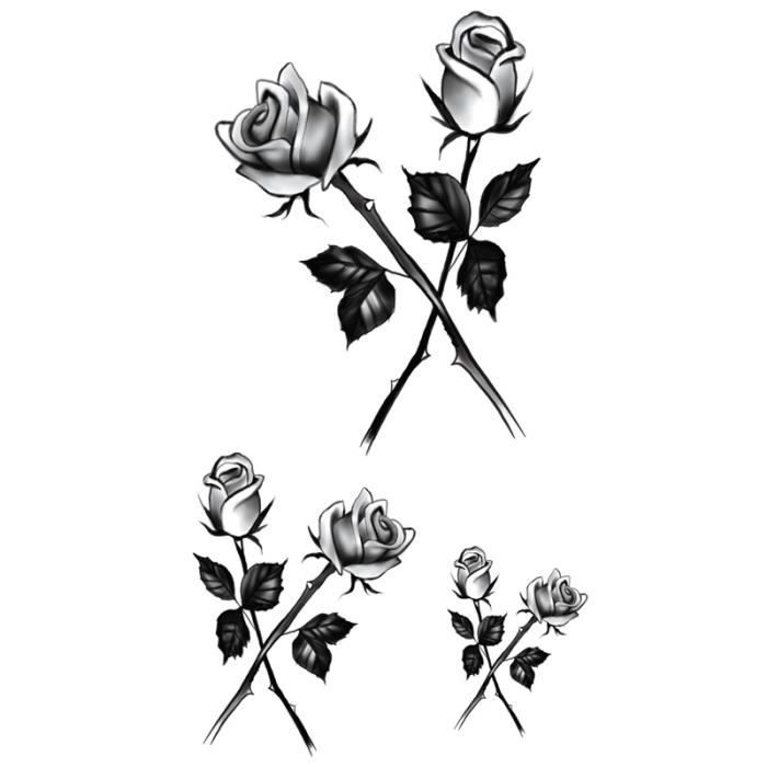 Tatouage Temporaire Pour Femmes, 25 Styles, Grande Fleur De Rose