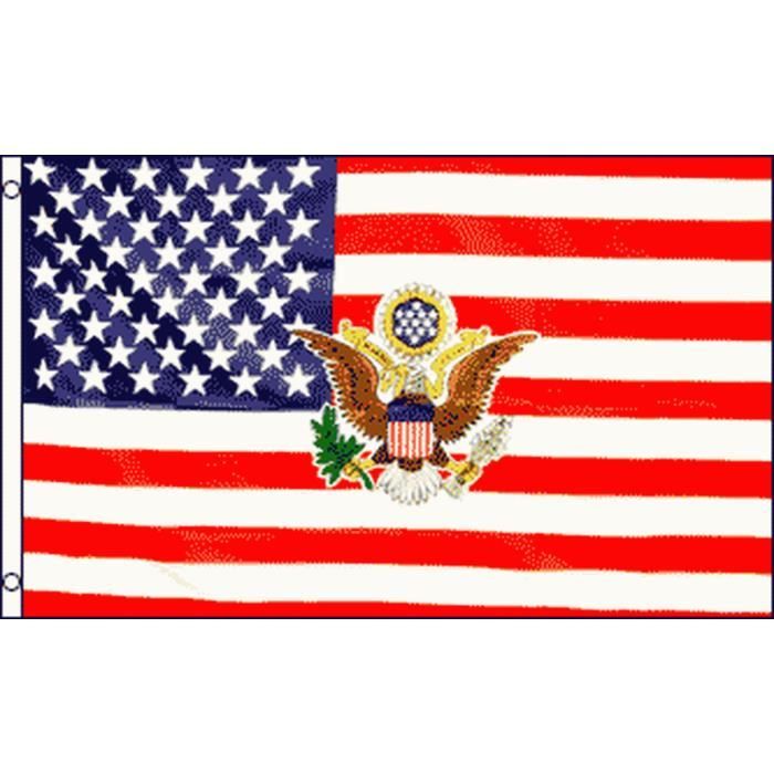 Drapeau Etats Unis Avec Logo Du President 150x90cm Americain Usa Haute Qualite Cdiscount Maison
