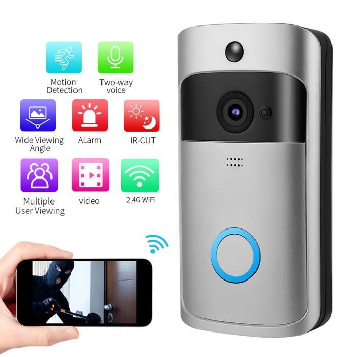 Sonnette sans fil avec caméra et interphone Wi-Fi connecté