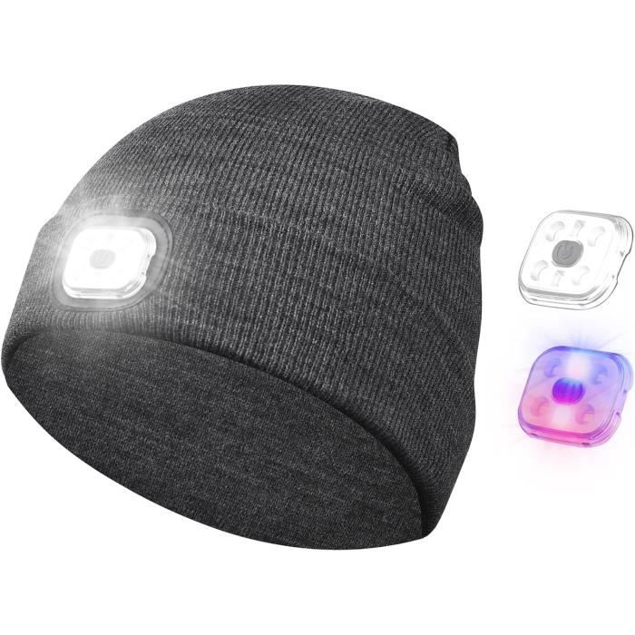Bonnet Polaire Avec Lampe Frontale LED Rechargeable USB - 4 LEDs, étanche IP44, Pour Enfants Garçons/filles