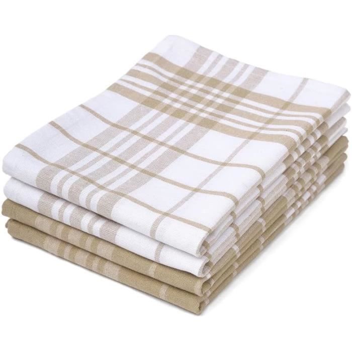 Torchons De Cuisine En éponge BGEUROPE | Lot De 2 Avec Panier En Lin Blanc | 50x50 Cm, 400 G/m² 100% Coton | Qualité Supérieure