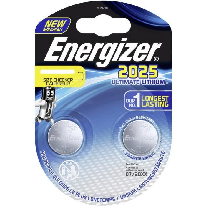 Pile bouton CR 2025 lithium Energizer 170 mAh 3 V 2 pc(s)