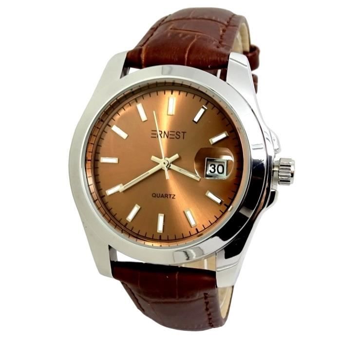 MONTRE HOMME MARRON CHOCOLAT ÉTANCHE + DATEUR + CUIR VÉRITABLE TOP IDÉE CADEAU MONTRE HOMME MARRON CHOCOLAT ÉTANCHE + DATEUR + CUIR VÉRITABLE TOP IDÉE CADEAU