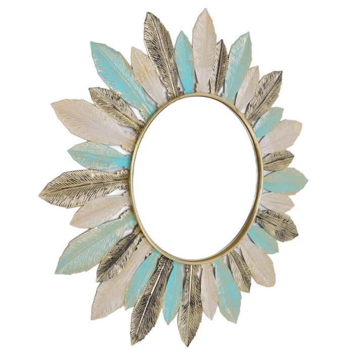 Grand miroir mural en métal doré créatif de luxe, 857 mm, décoration d'art pour salon｜Homary