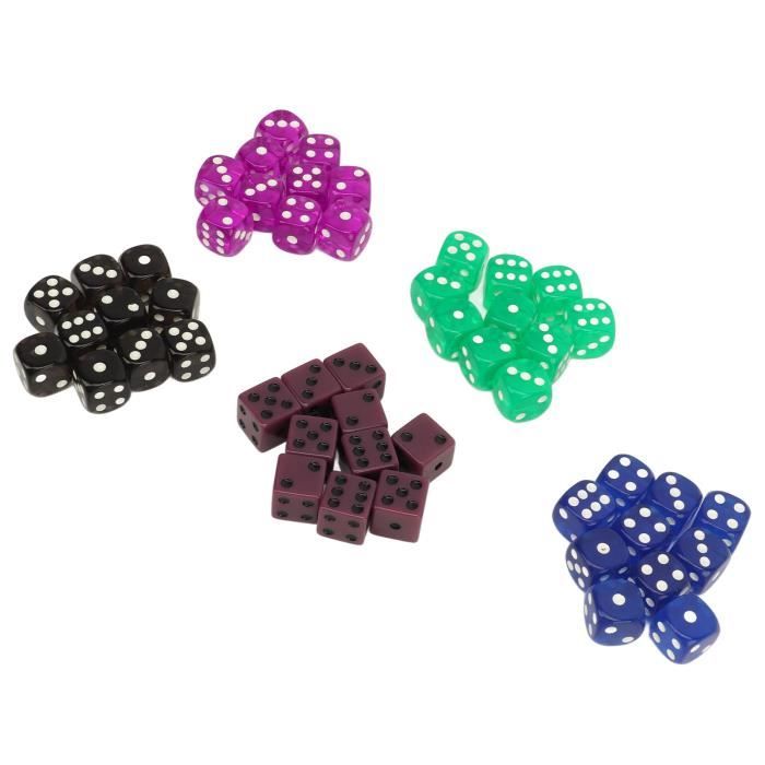 50 Dés à 6 Faces AUSTOR - 5 Couleurs Perle, Avec Pochette, Pour Jeux De Société (Yahtzee, Farkle, Etc.)