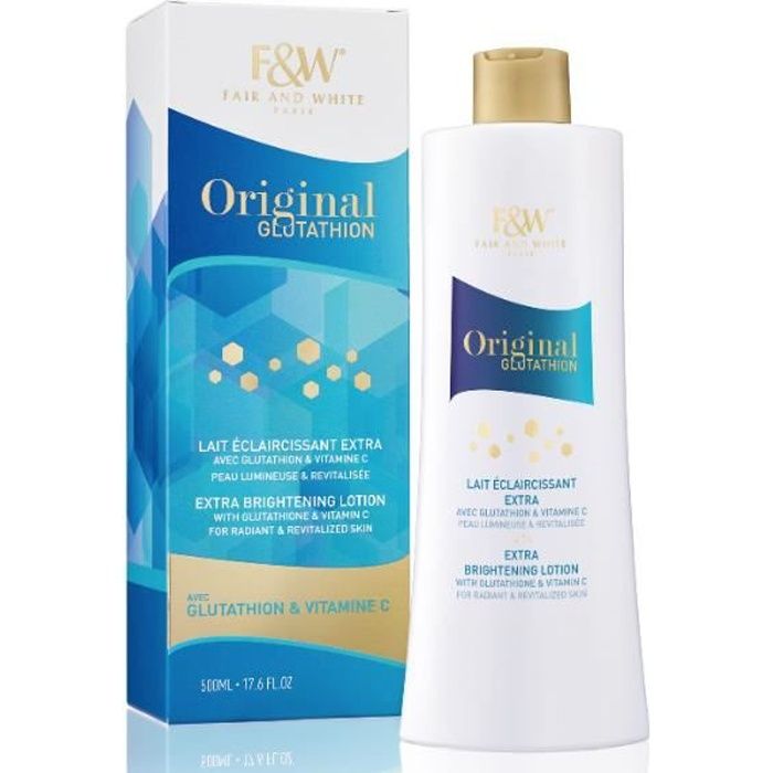 lait glutathione blanchisseur avis Lait éclaircissant - FAIR & WHITE - Extra Original - 500 ml - Sans parabène  - Mixte