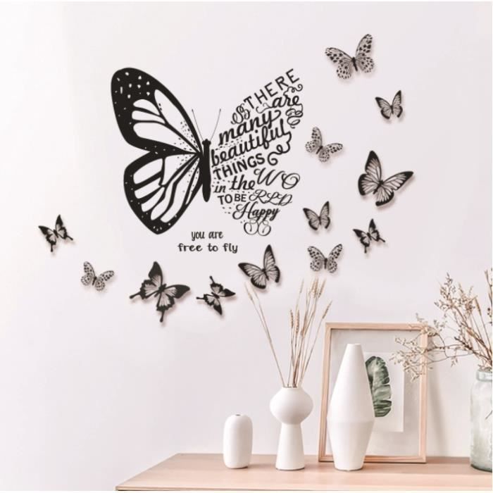 Stickers muraux Art Vine Butterflies amovible - Décor vinyle Decal - Pour  fenêtre - Cdiscount Maison