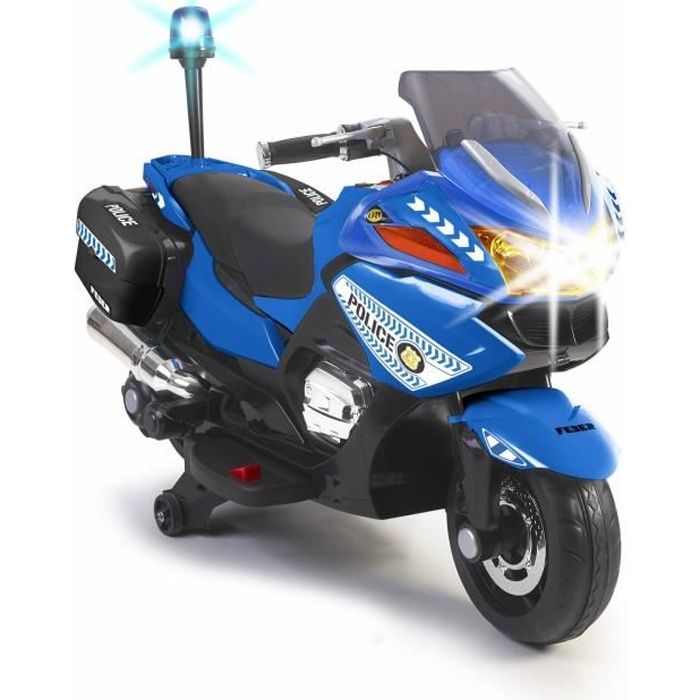 Moto électrique - FEBER - Ma Moto de Police 12V - Vitesses avant et arrière - Feux de police - Sons réalistes