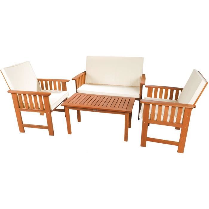 Salon De Jardin En Bois Exotique Bangkok Beige Achat Vente