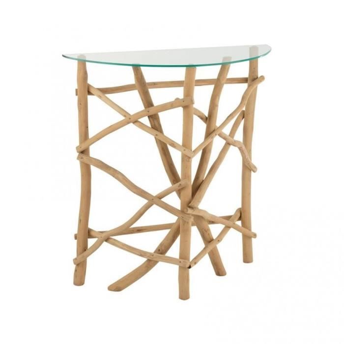 Console Demi-lune SEVA Bois Naturel natural Verre Inside75 - Cdiscount ...