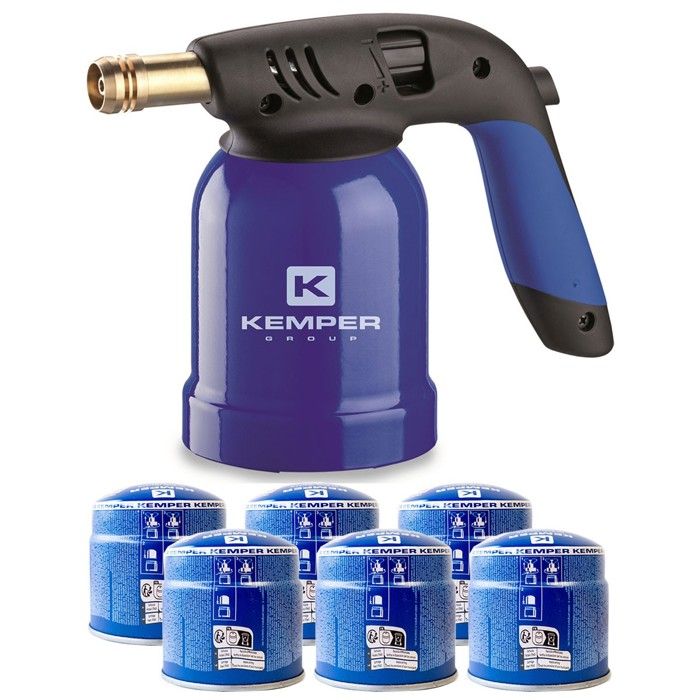 Lampe à Souder VITO Avec Allumage Piézo - Inclut 4 Cartouches De Gaz 190g - Température 1200°C, Sécurité Stop Gaz - Pour Travaux De Brasage, Déblocage, Allumage