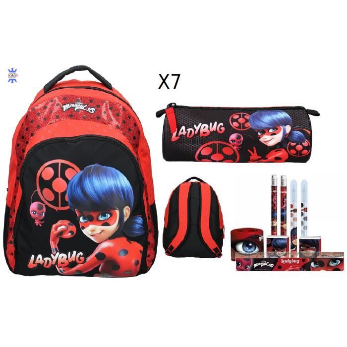 LOT PACK 7 Pieces Miraculous Ladybug Sac a Dos Paillete SECRET 44CM DU CE2 AU CM2 1 TROUSSE 22cm SET PAPETERIE 5 Pieces Cdiscount Bagagerie Maroquinerie