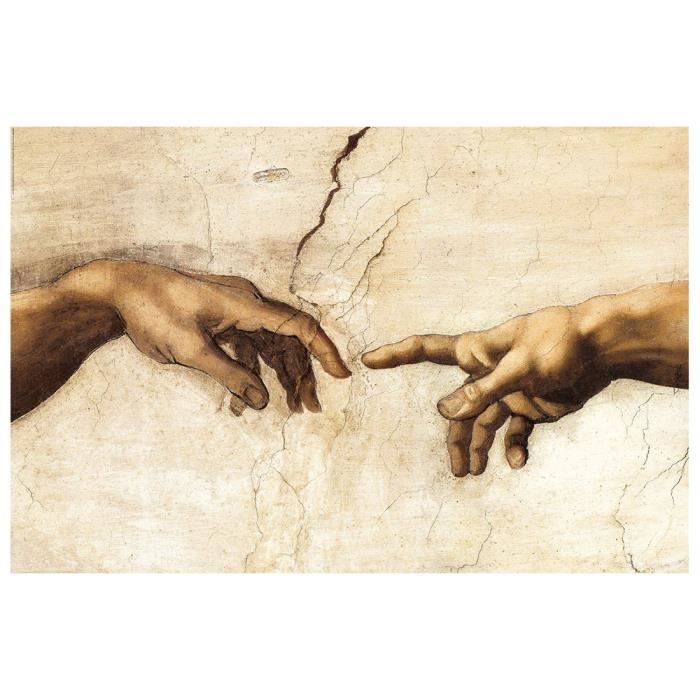 Legendarte - Tableau, Impression Sur Toile - La Création D'Adam (Détail) Michelangelo Buonarroti cm. 60x90
