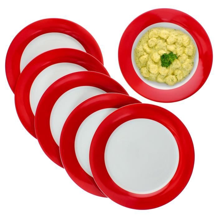Assiettes Plates - MamboCat - Variant - Set de 6 - Porcelaine Rouge - Ø 27 cm