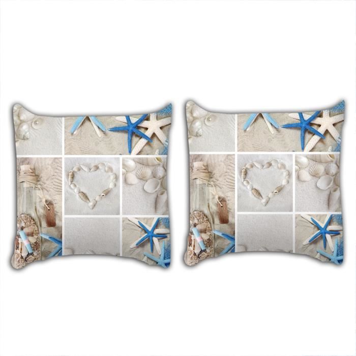 Paréo En Voile Polyester Motifs Marins - Algues, Coquillages, étoiles De Mer - 114 Cm De Large - Occasion TBE