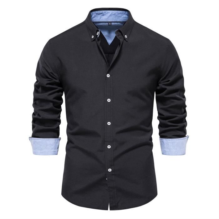 Chemise homme hotsell noire manches longues