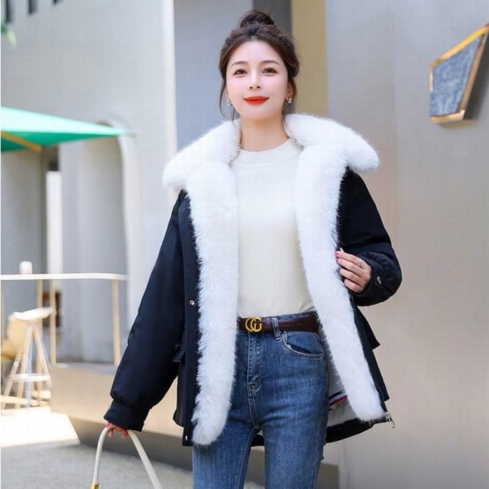 Doudoune femme col peluche Doudoune d hiver chaude avec doublure