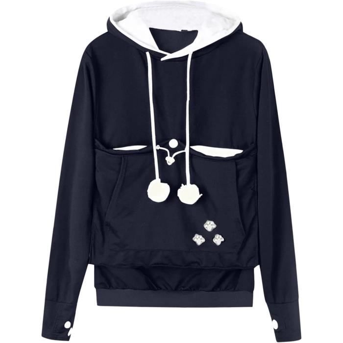 Manteau blouson bomber manteau femme a capuche avec grandes poches casual manches longues poche kangourou Marine Marine Cdiscount Pret a Porter