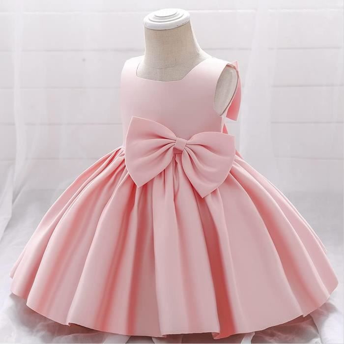 Robe Princesse Pour Fille IBAKOM - Tutu Et Nœud Détachable - Satin - Pour Mariage, Baptême, Cérémonie