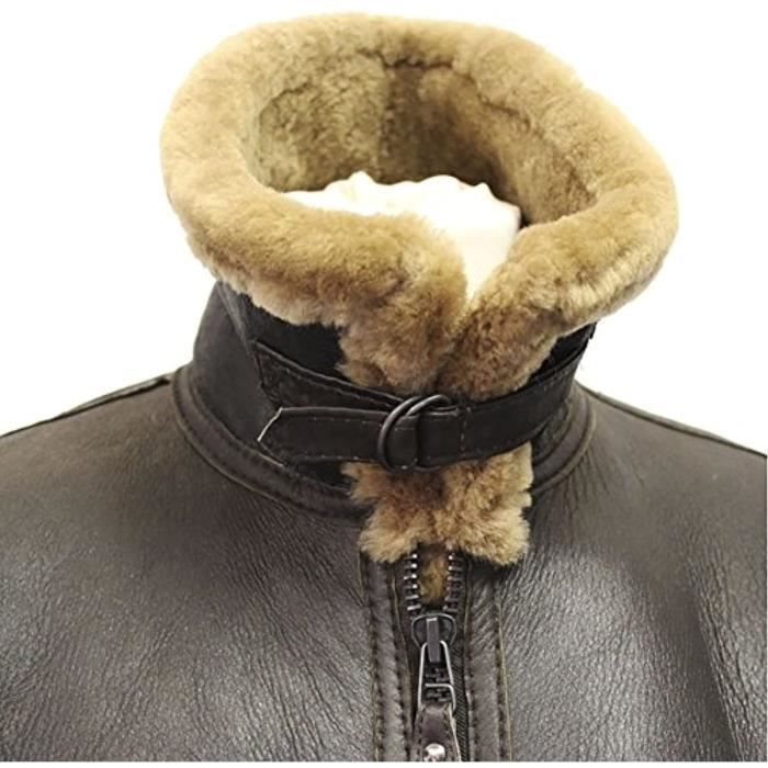 Blouson Aviateur/Bombardier RAF En Cuir De Mouton Véritable (Shearling) - Marque RSH LeatherCraft - Taille XS à 3XL - Neuf Avec Étiquettes