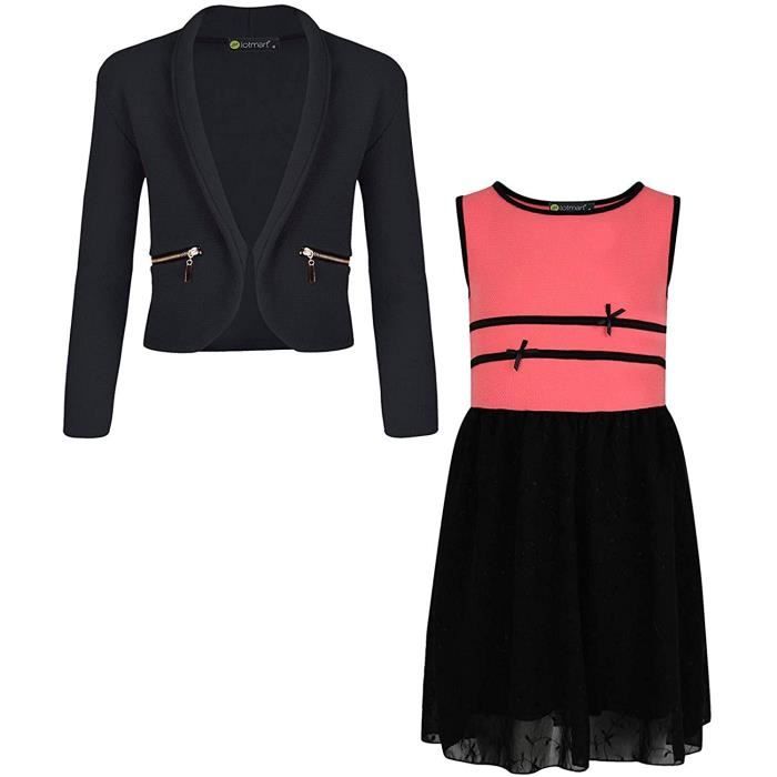 LotMart Filles Mousseline Robe Patineuse Paquet Avec Filles Veste