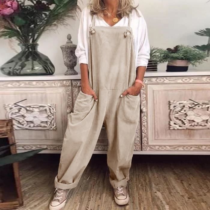 Tenue été élégante 2 Pièces Ensemble 2 Pièces Femme SYDUZAX - T-shirt Manches 3/4 Pantalon Large - Coton/Lin, Blanc - Grande Taille Vêtement Femme Grande Taille
