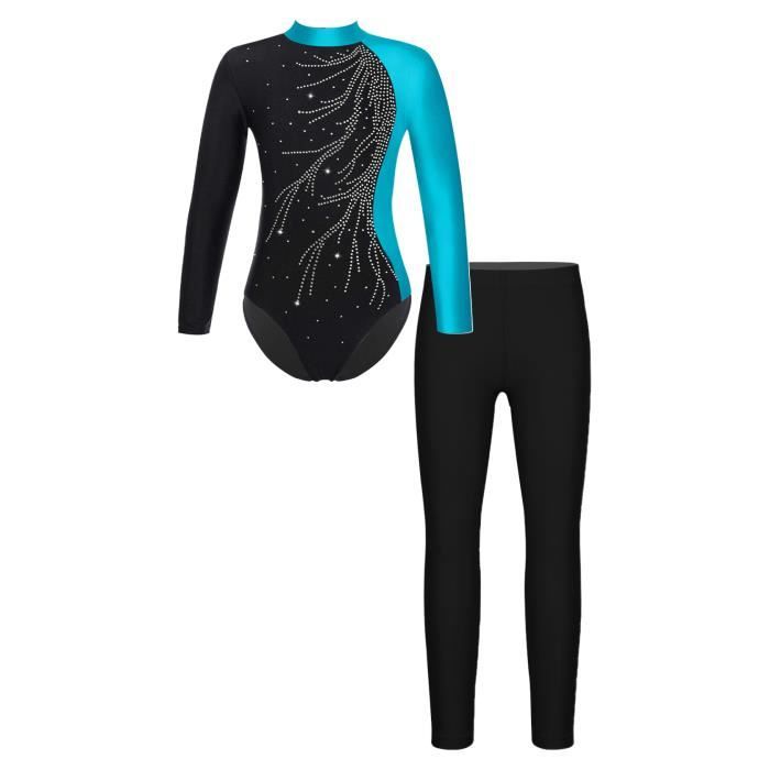Iixpin Enfant Fille Justaucorps Gymnastique Strass Manche Longue