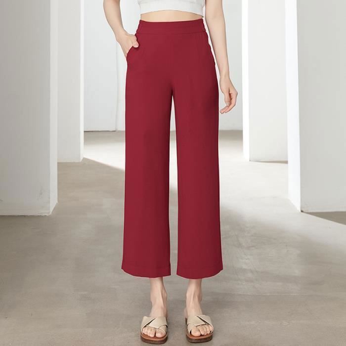 Pantalon taille haute bordeaux outlet