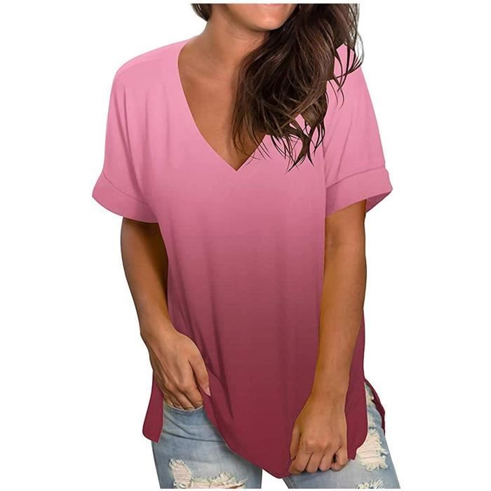 Tee Shirt Femme Col V Original T Shirt Gradient T Shirt col en V