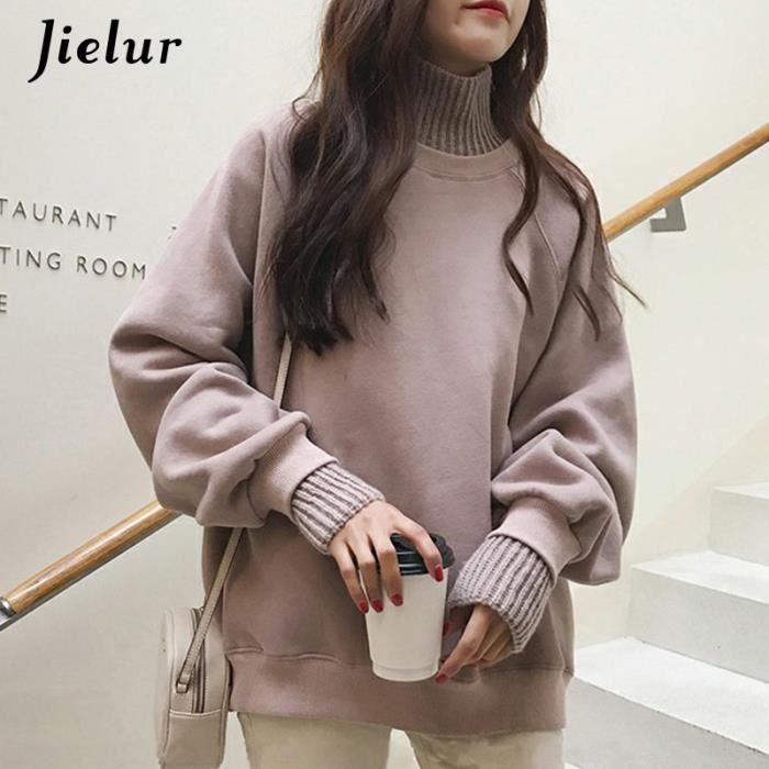 Sweat femme Style cor en pour femme faux deux pi ces col roul